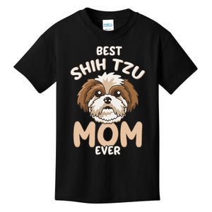 Best Shih Tzu Mom Ever Funny & Cute Toy Dog Mama Kids T-Shirt