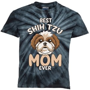 Best Shih Tzu Mom Ever Funny & Cute Toy Dog Mama Kids Tie-Dye T-Shirt