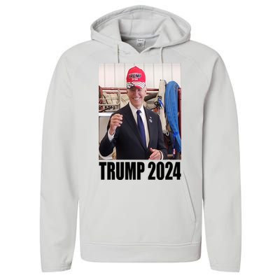 Biden Supporting Trump Funny Performance Fleece Hoodie