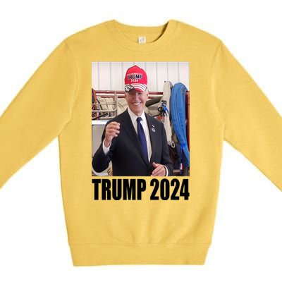 Biden Supporting Trump Funny Premium Crewneck Sweatshirt