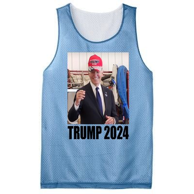 Biden Supporting Trump Funny Mesh Reversible Basketball Jersey Tank