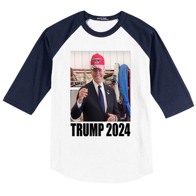 Biden Supporting Trump Funny Baseball Sleeve Shirt