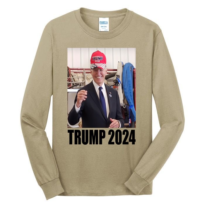 Biden Supporting Trump Funny Tall Long Sleeve T-Shirt