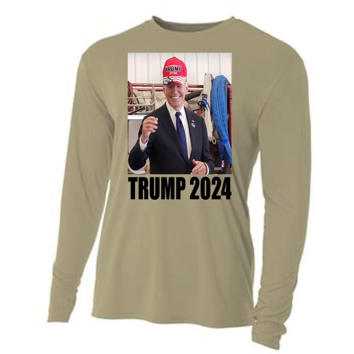 Biden Supporting Trump Funny Cooling Performance Long Sleeve Crew