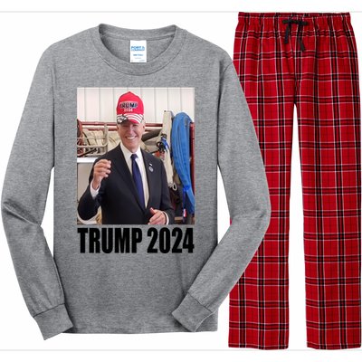 Biden Supporting Trump Funny Long Sleeve Pajama Set