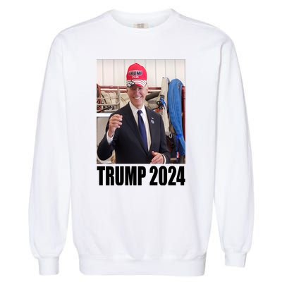 Biden Supporting Trump Funny Garment-Dyed Sweatshirt