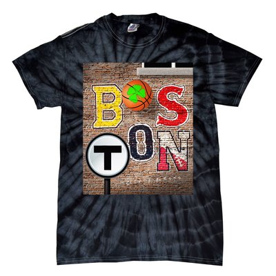 Boston Sports Teams Fan Football Baseball Hockey Basketball Tie-Dye T-Shirt