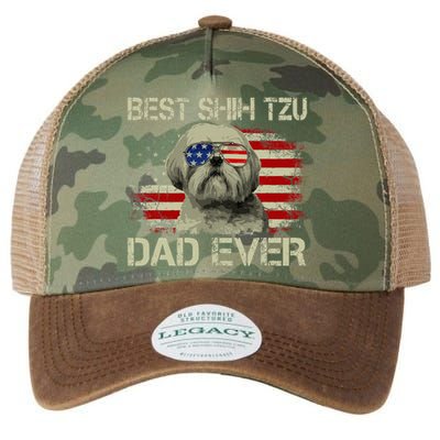 Best Shih Tzu Dad Ever Dog Lover American Flag Legacy Tie Dye Trucker Hat