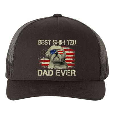 Best Shih Tzu Dad Ever Dog Lover American Flag Yupoong Adult 5-Panel Trucker Hat