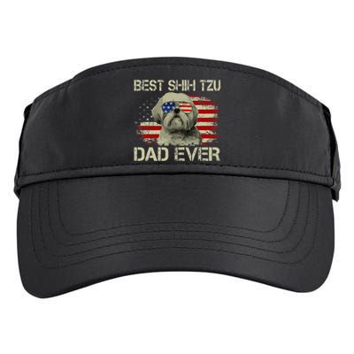 Best Shih Tzu Dad Ever Dog Lover American Flag Adult Drive Performance Visor