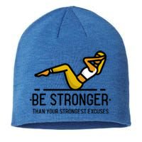 Be Stronger Than Your Strongest Excuses Gym Fitness Quote Funny Gift Sustainable Beanie