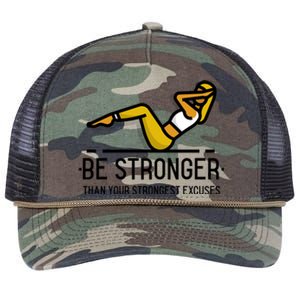 Be Stronger Than Your Strongest Excuses Gym Fitness Quote Funny Gift Retro Rope Trucker Hat Cap