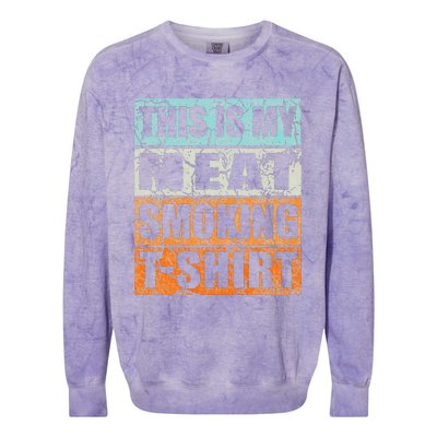 Bbq Smoker Themed Retro Vintage My Meat Smoking Colorblast Crewneck Sweatshirt