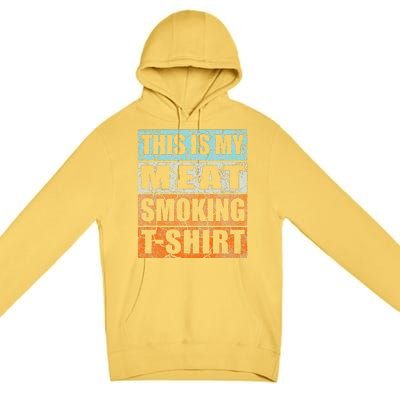 Bbq Smoker Themed Retro Vintage My Meat Smoking Premium Pullover Hoodie