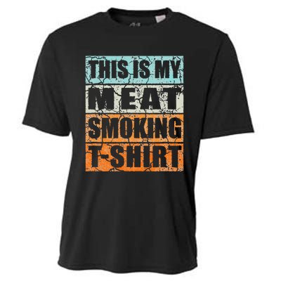 Bbq Smoker Themed Retro Vintage My Meat Smoking Cooling Performance Crew T-Shirt