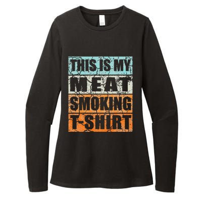 Bbq Smoker Themed Retro Vintage My Meat Smoking Womens CVC Long Sleeve Shirt