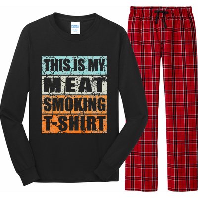 Bbq Smoker Themed Retro Vintage My Meat Smoking Long Sleeve Pajama Set