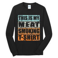 Bbq Smoker Themed Retro Vintage My Meat Smoking Tall Long Sleeve T-Shirt