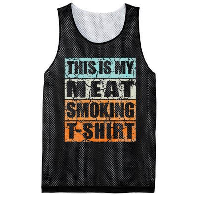 Bbq Smoker Themed Retro Vintage My Meat Smoking Mesh Reversible Basketball Jersey Tank