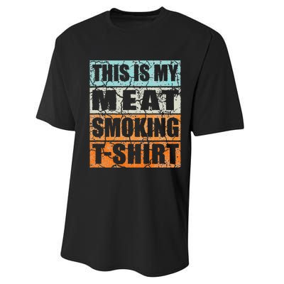 Bbq Smoker Themed Retro Vintage My Meat Smoking Performance Sprint T-Shirt