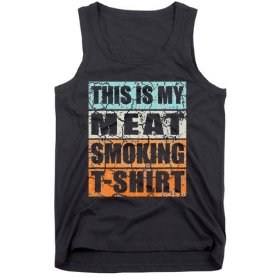 Bbq Smoker Themed Retro Vintage My Meat Smoking Tank Top