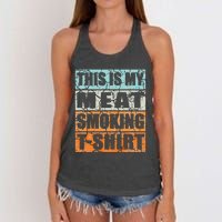 Bbq Smoker Themed Retro Vintage My Meat Smoking Women's Knotted Racerback Tank