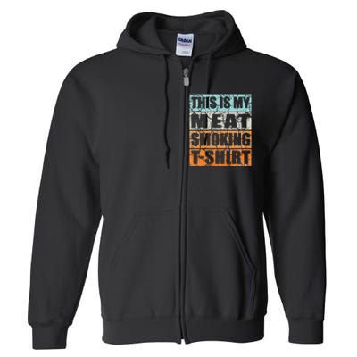 Bbq Smoker Themed Retro Vintage My Meat Smoking Full Zip Hoodie