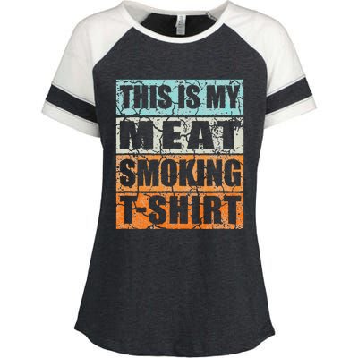 Bbq Smoker Themed Retro Vintage My Meat Smoking Enza Ladies Jersey Colorblock Tee