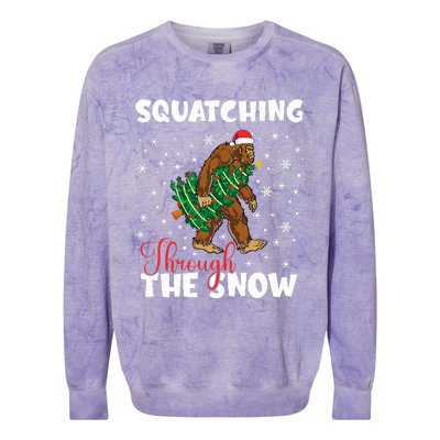 Bigfoot Squatching Through The Snow Sasquatch Christmas Xmas  Colorblast Crewneck Sweatshirt