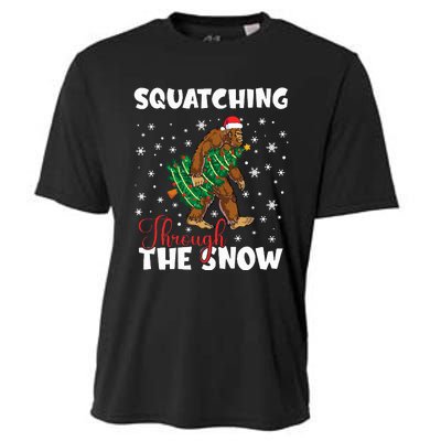 Bigfoot Squatching Through The Snow Sasquatch Christmas Xmas  Cooling Performance Crew T-Shirt