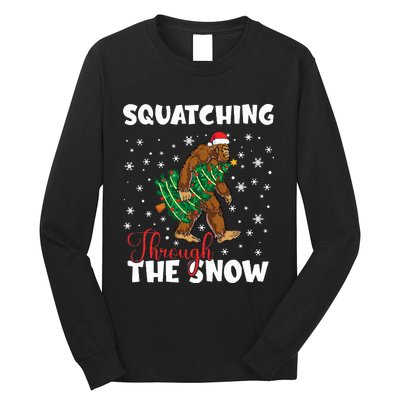 Bigfoot Squatching Through The Snow Sasquatch Christmas Xmas  Long Sleeve Shirt