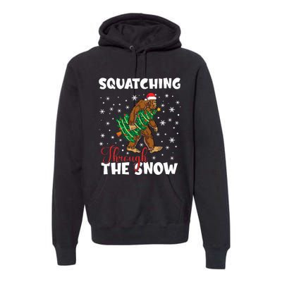 Bigfoot Squatching Through The Snow Sasquatch Christmas Xmas  Premium Hoodie