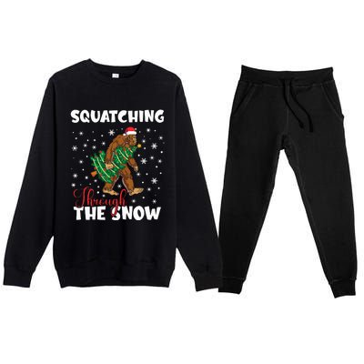 Bigfoot Squatching Through The Snow Sasquatch Christmas Xmas  Premium Crewneck Sweatsuit Set