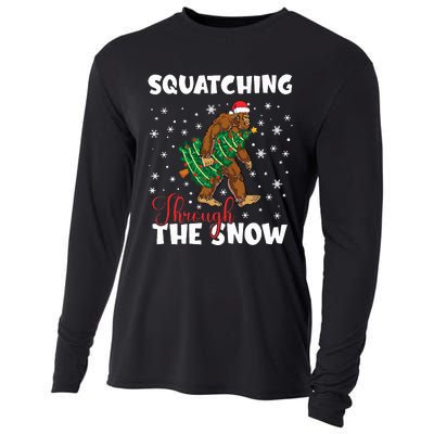 Bigfoot Squatching Through The Snow Sasquatch Christmas Xmas  Cooling Performance Long Sleeve Crew