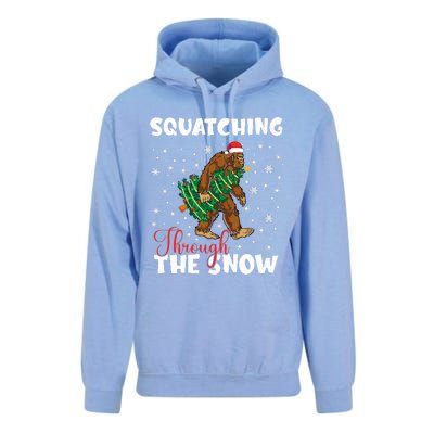 Bigfoot Squatching Through The Snow Sasquatch Christmas Xmas  Unisex Surf Hoodie