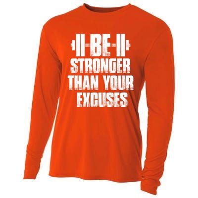 Be Stronger Than Your Excuses Gym Training Athlete Cool Gift Cooling Performance Long Sleeve Crew