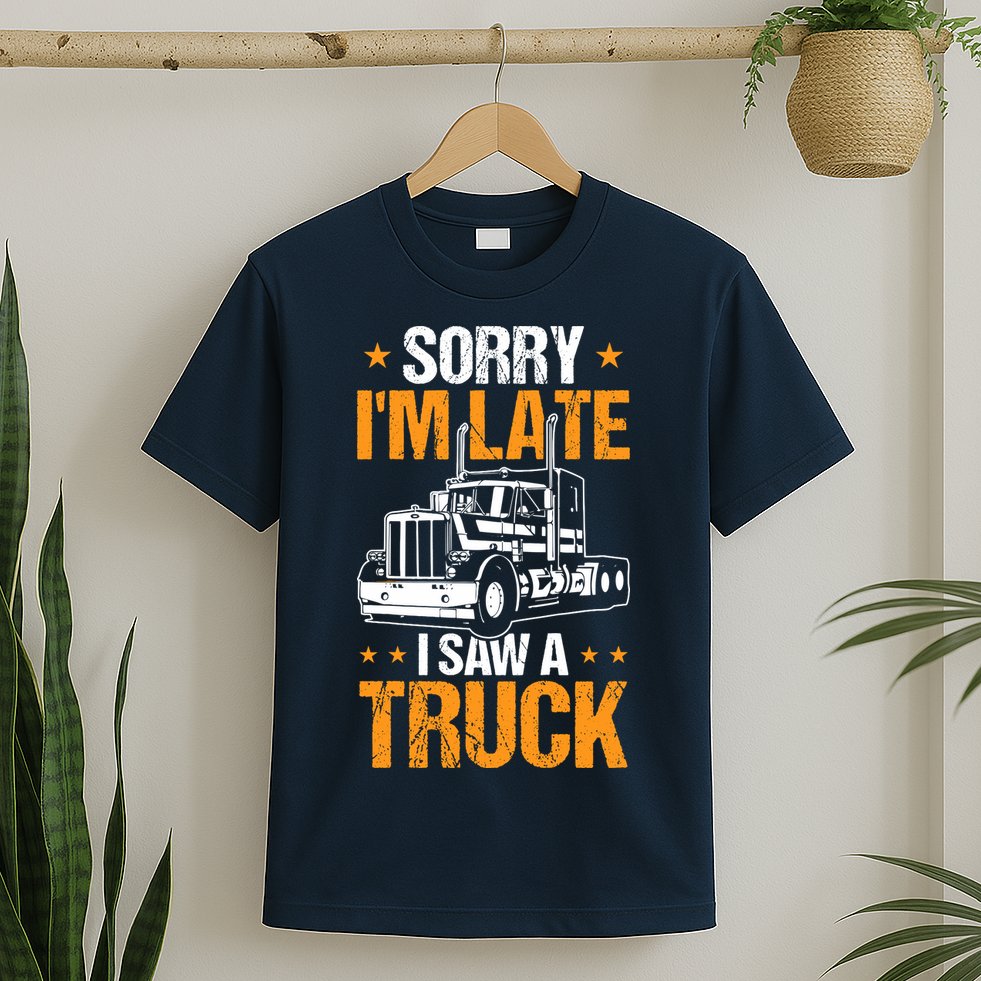 Boy Semi Truck Sorry IM Late I Saw A Truck T-Shirt