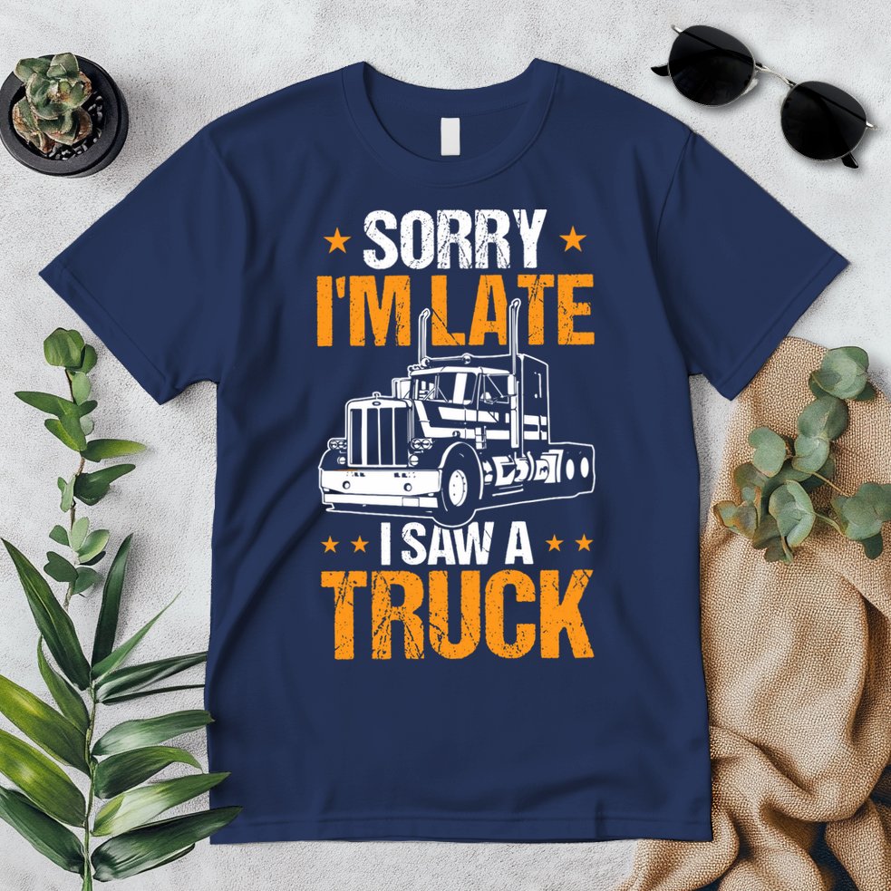 Boy Semi Truck Sorry IM Late I Saw A Truck Premium T-Shirt
