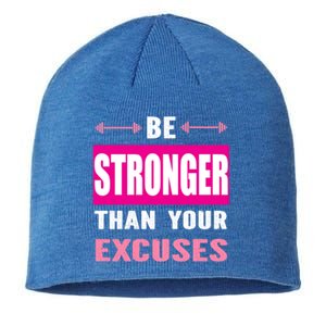 Be Stronger Than Your Excuses Motivational Gym Workout Quote Gift Sustainable Beanie