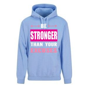 Be Stronger Than Your Excuses Motivational Gym Workout Quote Gift Unisex Surf Hoodie