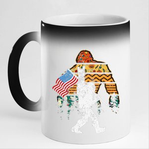 Bigfoot Sasquatch USA American Flag Halloween Costume Tee 11oz Black Color Changing Mug