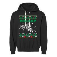 Braaap Snowmobiling Ugly Christmas Garment-Dyed Fleece Hoodie