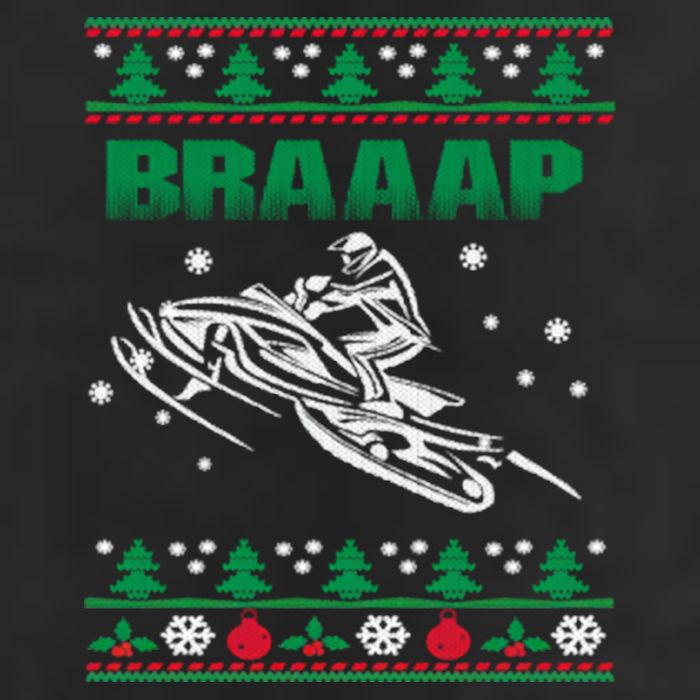 Braaap Snowmobiling Ugly Christmas Garment-Dyed Fleece Hoodie