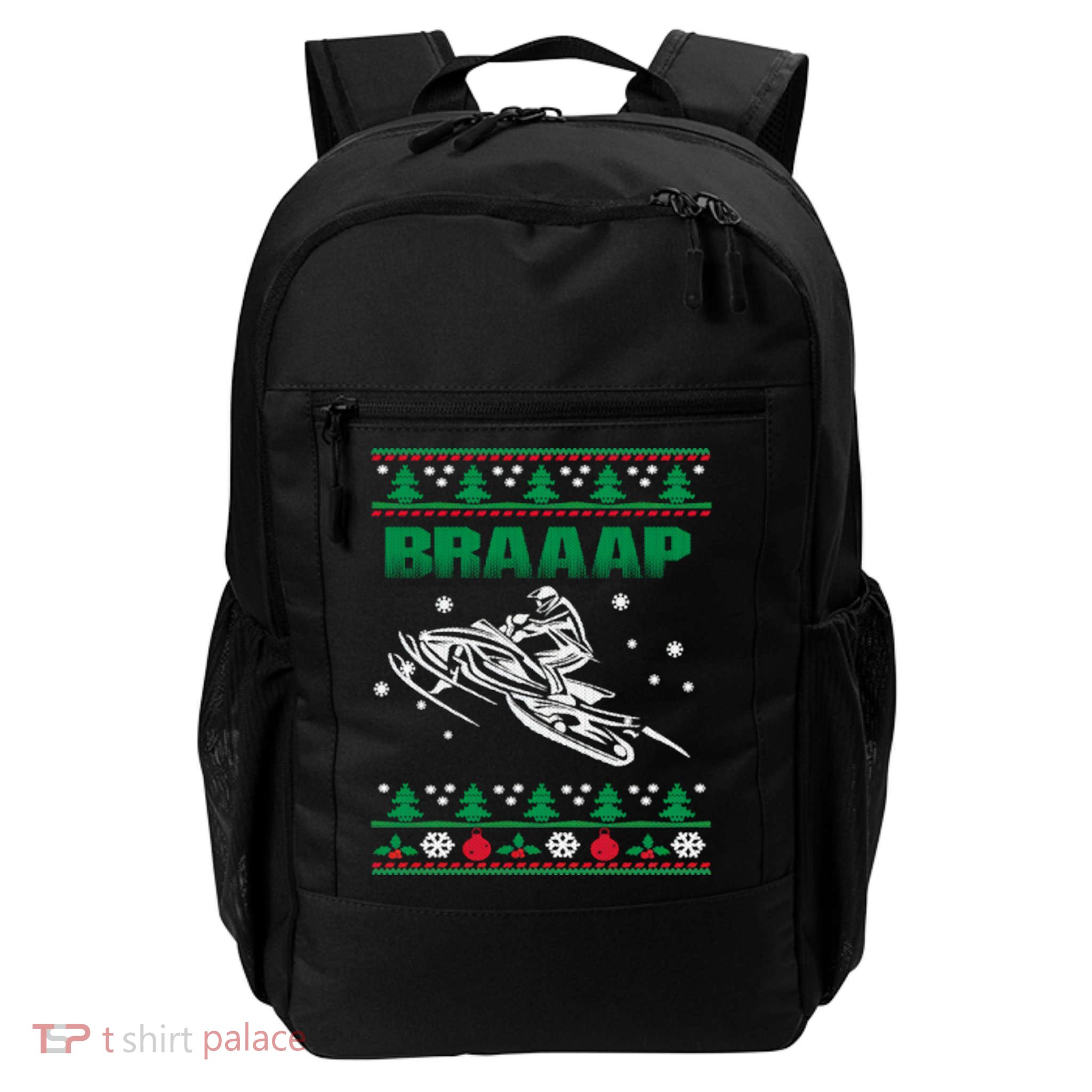 Braaap Snowmobiling Ugly Christmas Backpack