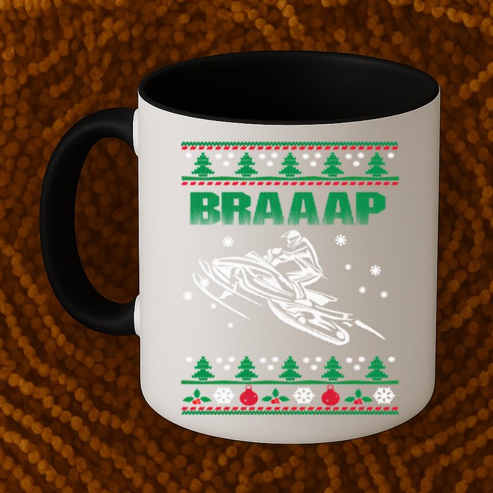 Braaap Snowmobiling Ugly Christmas Mug