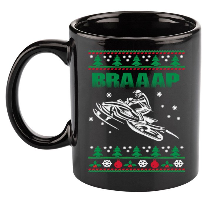 Braaap Snowmobiling Ugly Christmas 11oz C Handle Ceramic Mug