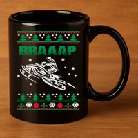 Braaap Snowmobiling Ugly Christmas 11oz C Handle Ceramic Mug