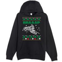 Braaap Snowmobiling Ugly Christmas Premium Pullover Hoodie