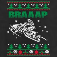 Braaap Snowmobiling Ugly Christmas Premium Pullover Hoodie
