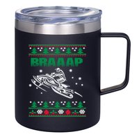 Braaap Snowmobiling Ugly Christmas 12oz Stainless Steel Coffee Mug